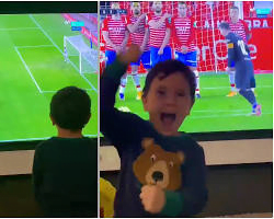 Mateo Messi celebrating his father's goal