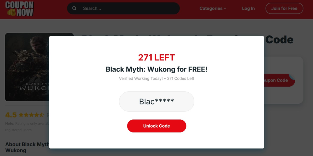 Way 1: Get Black Myth: Wukong Key Free from Coupon/Promo Code Sites